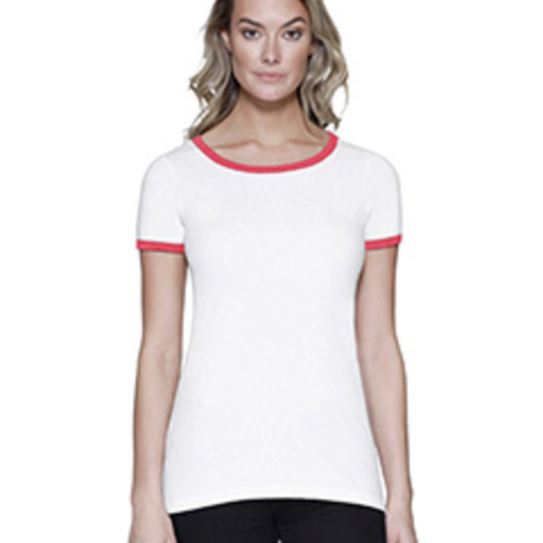 Ladies' CVC Ringer T-Shirt Thumbnail