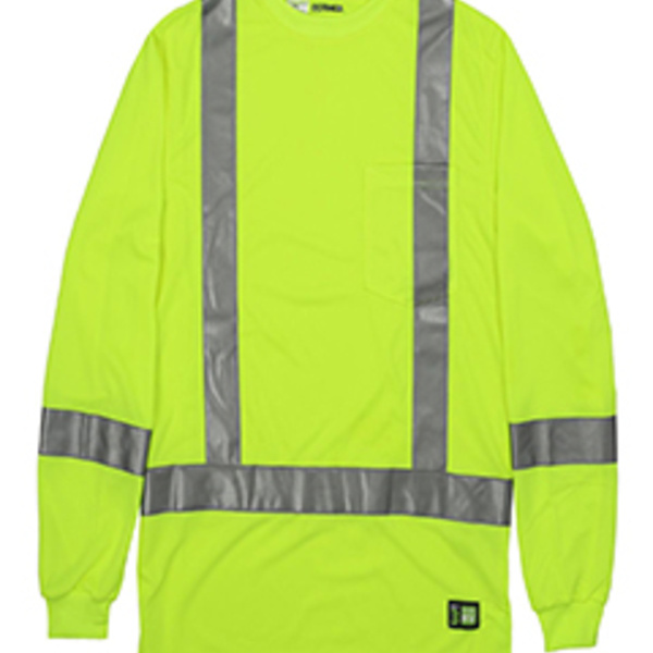 Men's Hi-Vis Class 3 Performance Long Sleeve Pocket T-Shirt Thumbnail